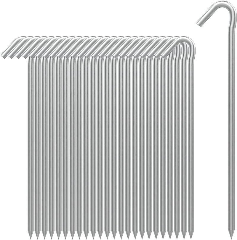 AAGUT Tent Stakes Heavy Duty Metal 9 Inch, 25 Pack Rust-Resistant Galvanized Steel Camping Stake Garden Edging Fence Hooks Yard Tent Pegs for Inflatable, Tarp, Outdoor Christmas Decorations - Image 1